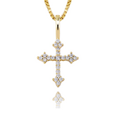 Gold Cubic Cross Pendant Iced Out