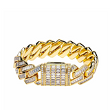 14 mm Iced Out Gold Baguette Cuban link prong Bracelet