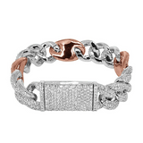 16mm Iced Out White Gold Two-Tone Cuban Gucci Link Bracelet