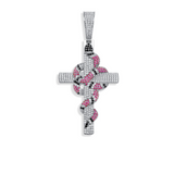 White Gold Snake Cross Pendant Iced Out
