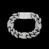 Iced Out White Gold Cuban Gucci Link Bracelet 16mm