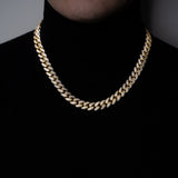Iced Out 12mm Gold 2 Rows Cuban Link Chain