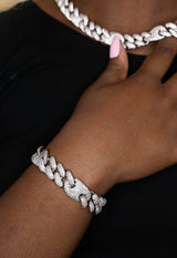 Iced Out White Gold Cuban Gucci Link Bracelet 16mm