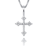 White Gold Cubic Cross Pendant Iced Out