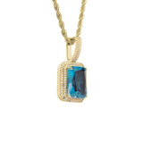 Blue Gemstone Pendant Iced Out