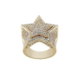 Iced Out Gold Double Stars Ring CJ