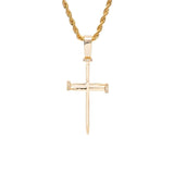 Iced Out Gold Needle Cross Pendant