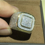 Iced Out Gold Square Cubic Ring