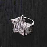 Iced Out White Gold Baguette Star Ring