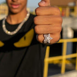 Iced Out White Gold Double Stars Ring
