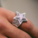 Iced Out White Gold Double Stars Ring