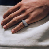 Iced Out White Gold Spinning Leyered Tennis Ring