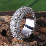 Iced Out White Gold Spinning Leyered Tennis Ring
