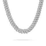 Iced Out White Gold Diamond Prong Cuban Link Chain 14mm