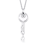 White Gold Key Pendant Iced Out