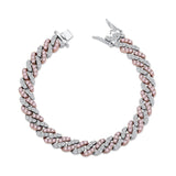 Iced Out Two-Tone Cuban Link Bracelet 8mm