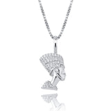 White Gold Egyptian Pendant Iced Out