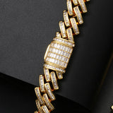 14 mm Iced Out Gold Baguette Cuban link prong Bracelet