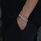 Iced Out 12mm White Gold 2 Rows Cuban Link Bracelet