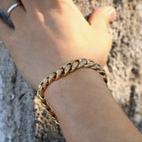 Iced Out 12mm Gold 2 Rows Cuban Link Bracelet