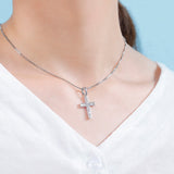 White Gold Diamond Cross Pendant Iced Out