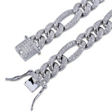 10mm Iced Out White Gold Figaro Bracelet