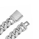 12mm White Gold 2 Rows Cuban Link Bracelet Iced Out