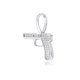 White Gold Cubic Gun Pendant Iced Out